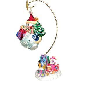 Christopher Radko Chubby Cheer Delight Snowman Ornament & Stand Vtg 2000 READ